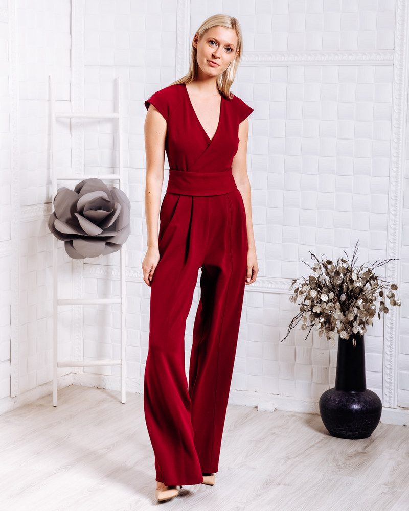 WRAP RAGLAN JUMPSUIT BORDEAUX