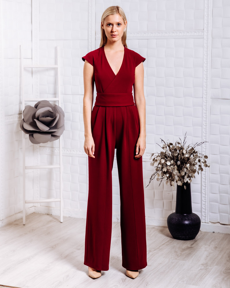 WRAP RAGLAN JUMPSUIT BORDEAUX