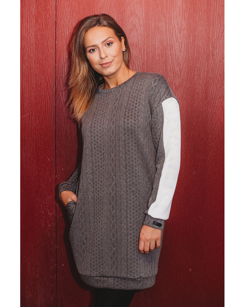 CUSTOM SIDE GREY KNIT DRESS