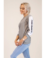 CUSTOM SLOGAN - SIDE GREY SWEATER