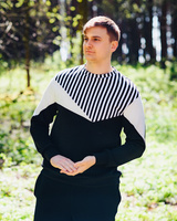 BLACK UNISEX TRIANGLE RAYS SWEATER FOR HIM