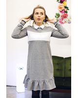 CUSTOM SLOGAN - GREY FRILL DRESS