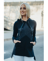 BLACK ASYMMETRIC HOODED STAR SWEAT