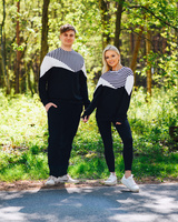 BLACK UNISEX TRIANGLE RAYS SWEATER FOR HIM