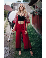 BORDEAUX FRINGE WIDE TROUSERS