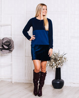DARK BLUE TRIO SWEATER DRESS