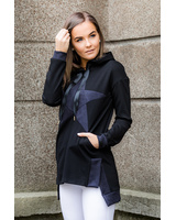 BLACK ASYMMETRIC HOODED STAR SWEAT