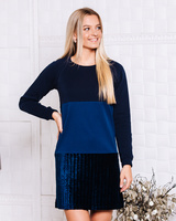 DARK BLUE TRIO SWEATER DRESS