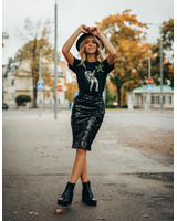 SEQUIN PENCIL SKIRT BLACK