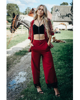 BORDEAUX FRINGE WIDE TROUSERS