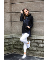 BLACK ASYMMETRIC HOODED STAR SWEAT