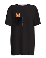 BLACK POCKET ANIMAL NOT ENEMY PRINT T SHIRT