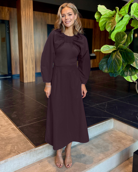 DOLLISH MIDI DRESS BORDEAUX