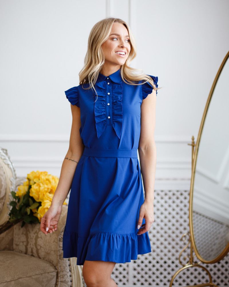 FRILL DRESS ELECTRIC BLUE