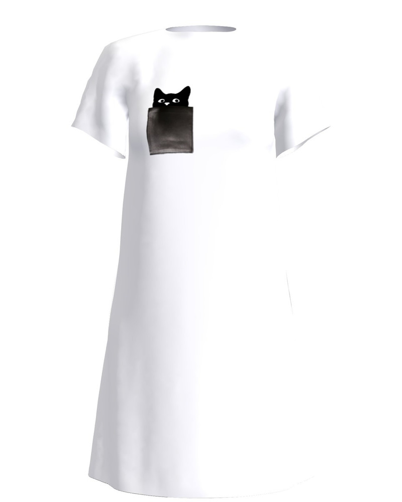 KITTY IN POCKET DRESS WHITE