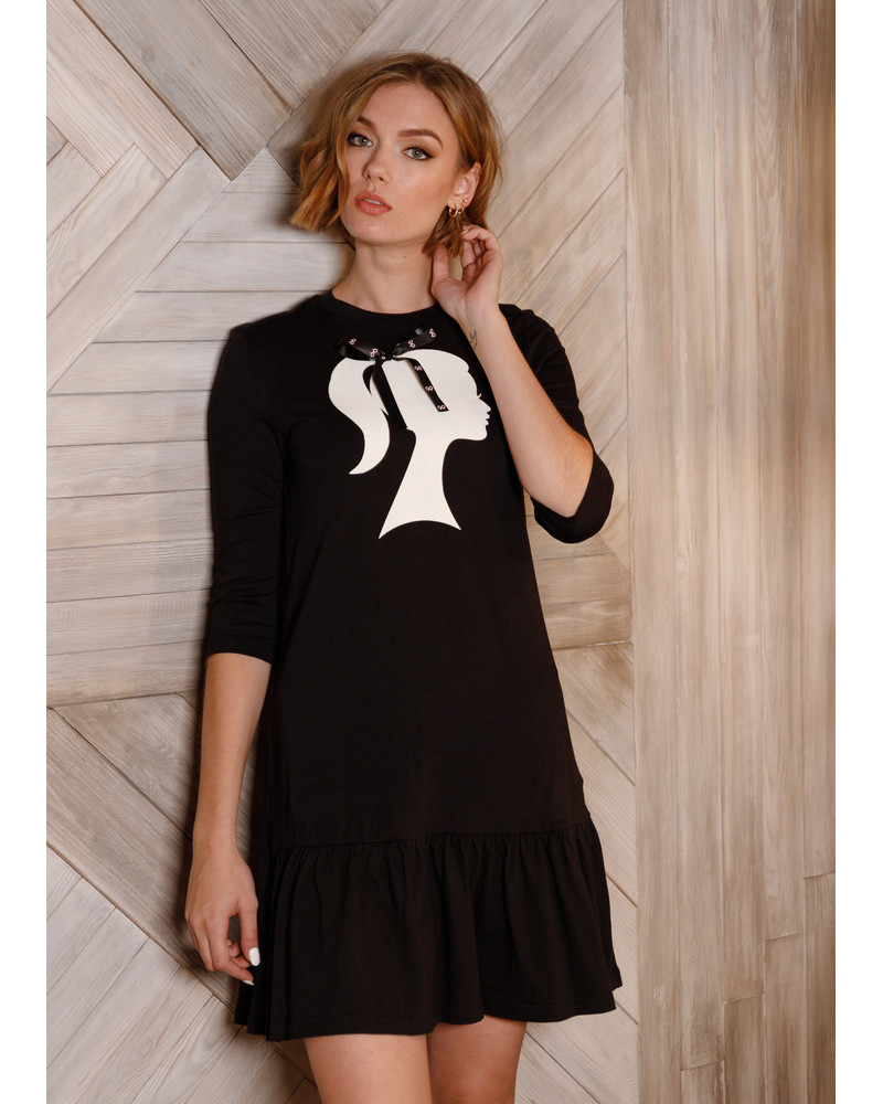 SILHOUETTE GIRL FRILL DRESS BLACK