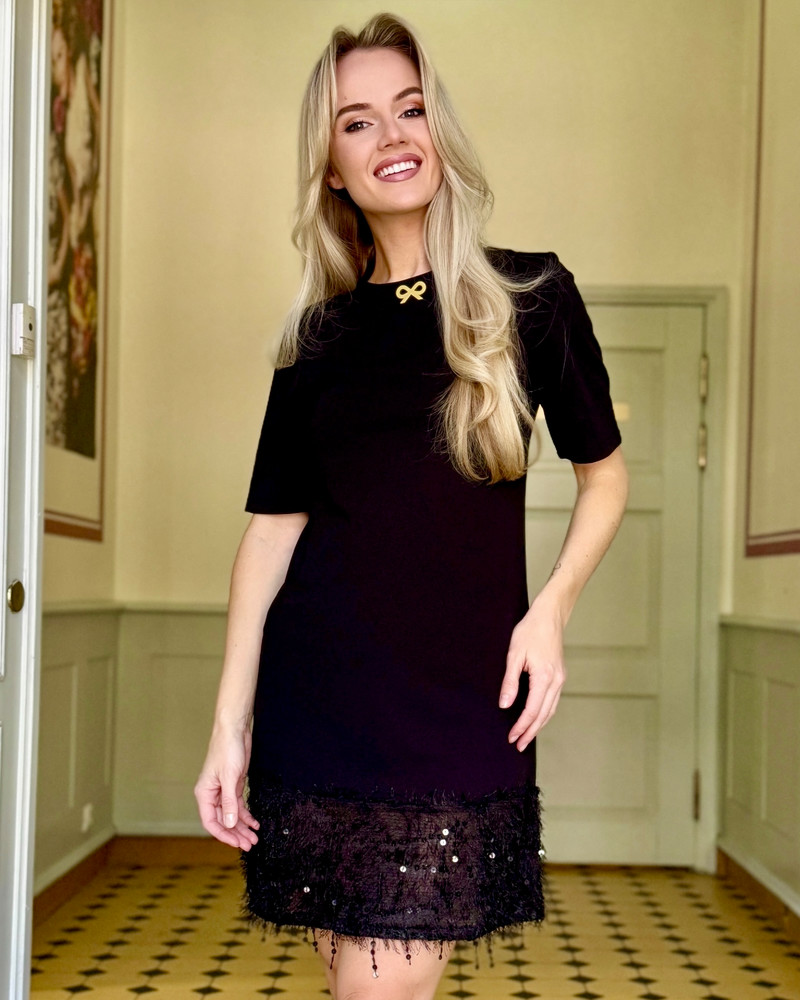 PURPOSE MINI DRESS FRINGE BLACK