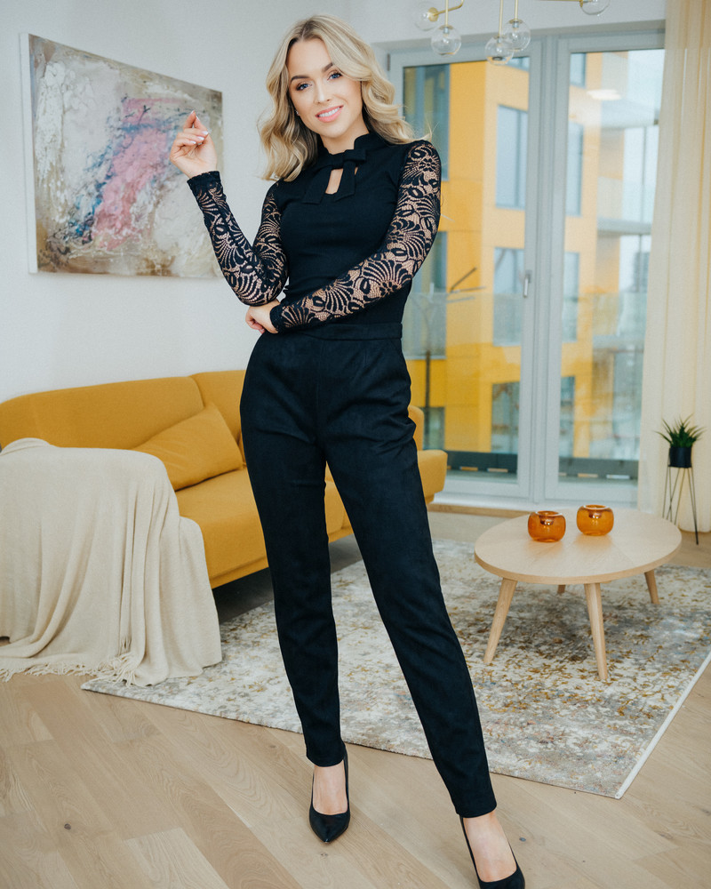 CHIC TROUSERS SUEDE BLACK