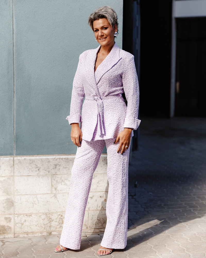 JACQUARD POWER SUIT LILAC TROUSERS