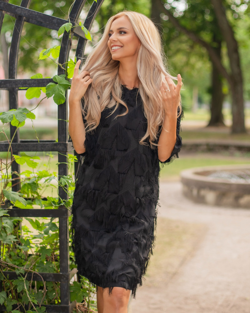 FRINGE DRESS BLACK