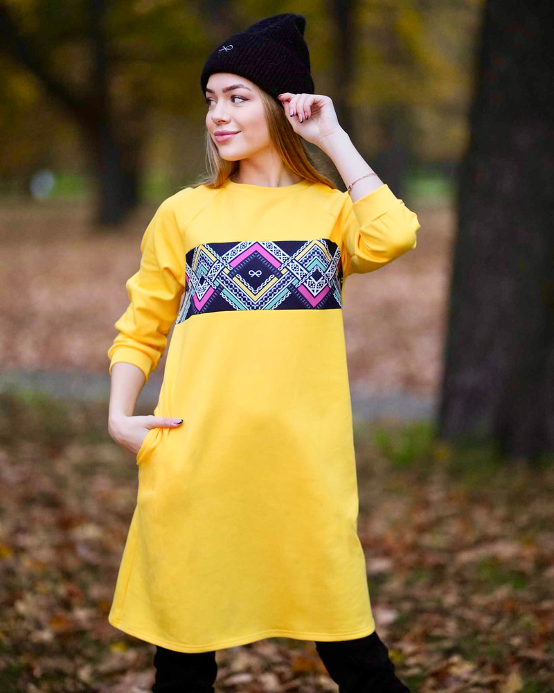 ETHNIC POCKET DRESS YELLOW