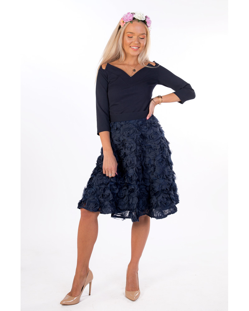 SET:BLUE FLOWER SKIRT+MIDNIGHT SHIRT