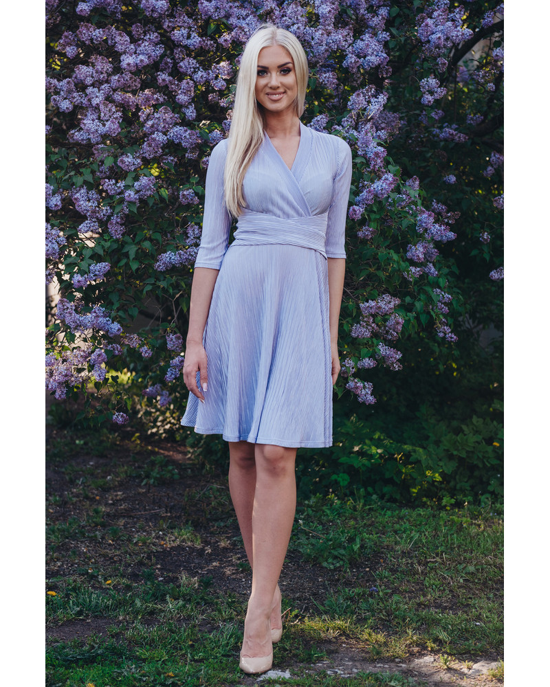ELEGANT MIDI DRESS STRIPE LILAC