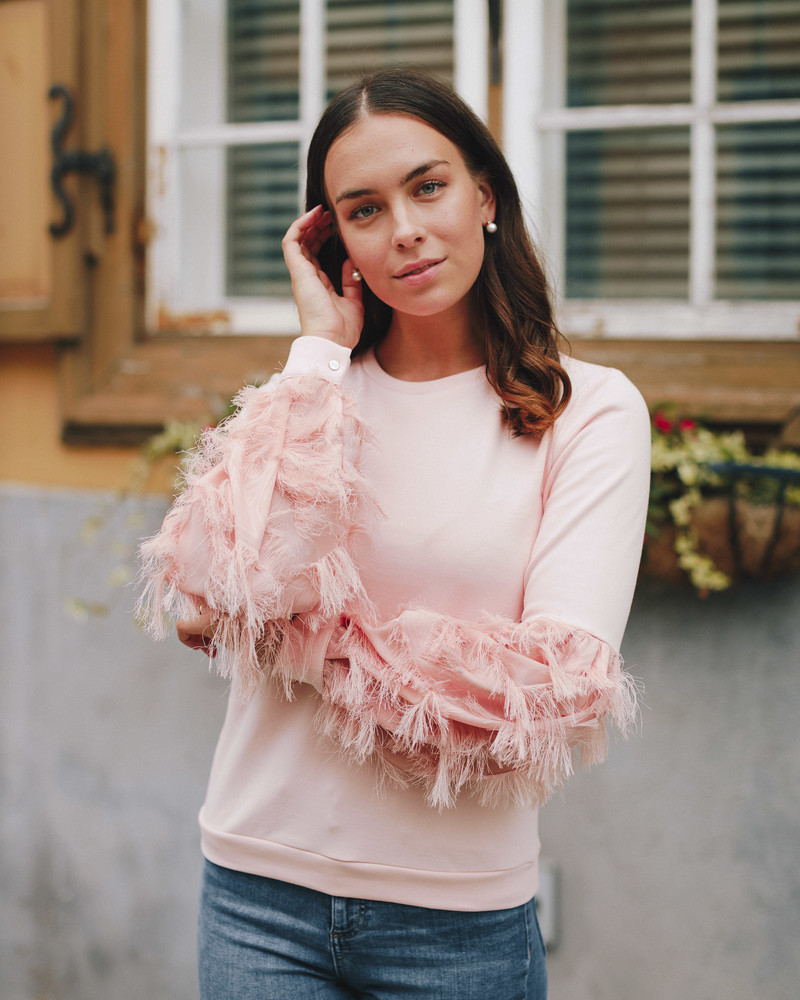 ALICE FRINGE SLEEVE SWEATSHIRT PEACHY