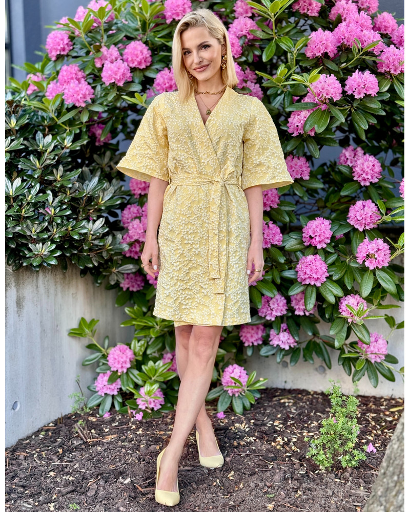 KIMONO JACQUARD DRESS YELLOW