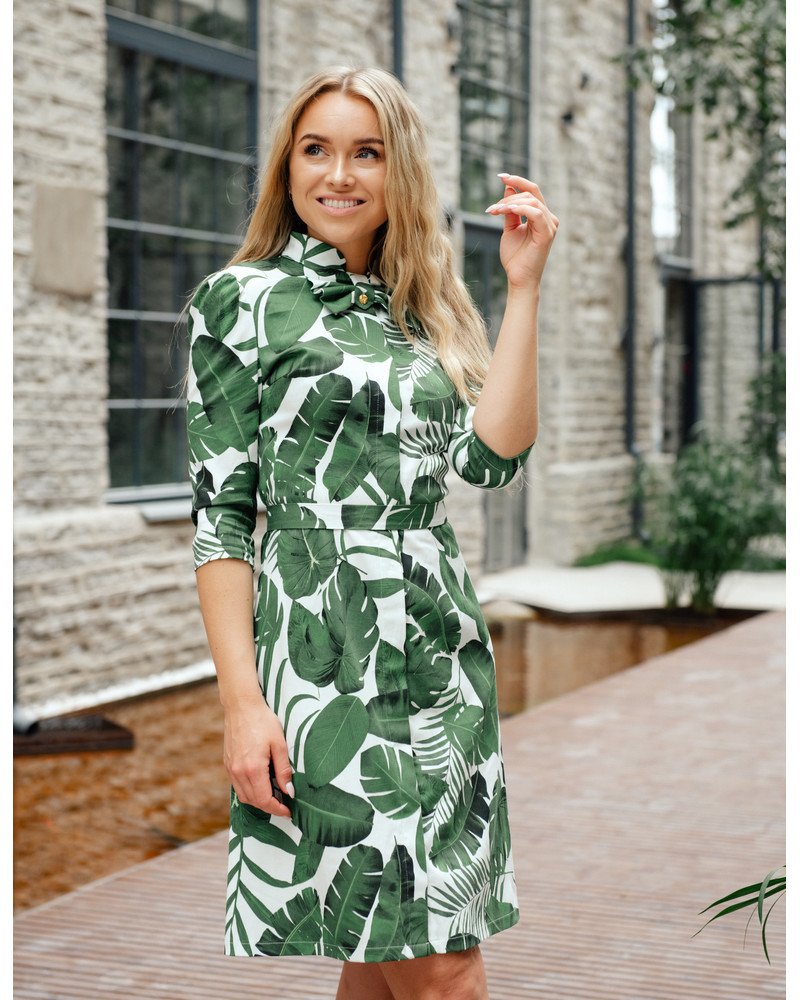 JUNGLE BOW  DRESS GREEN