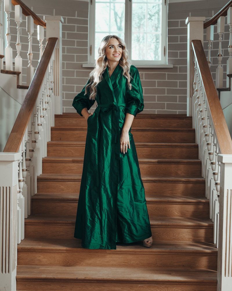 MOON MAXI SILK DRESS GREEN