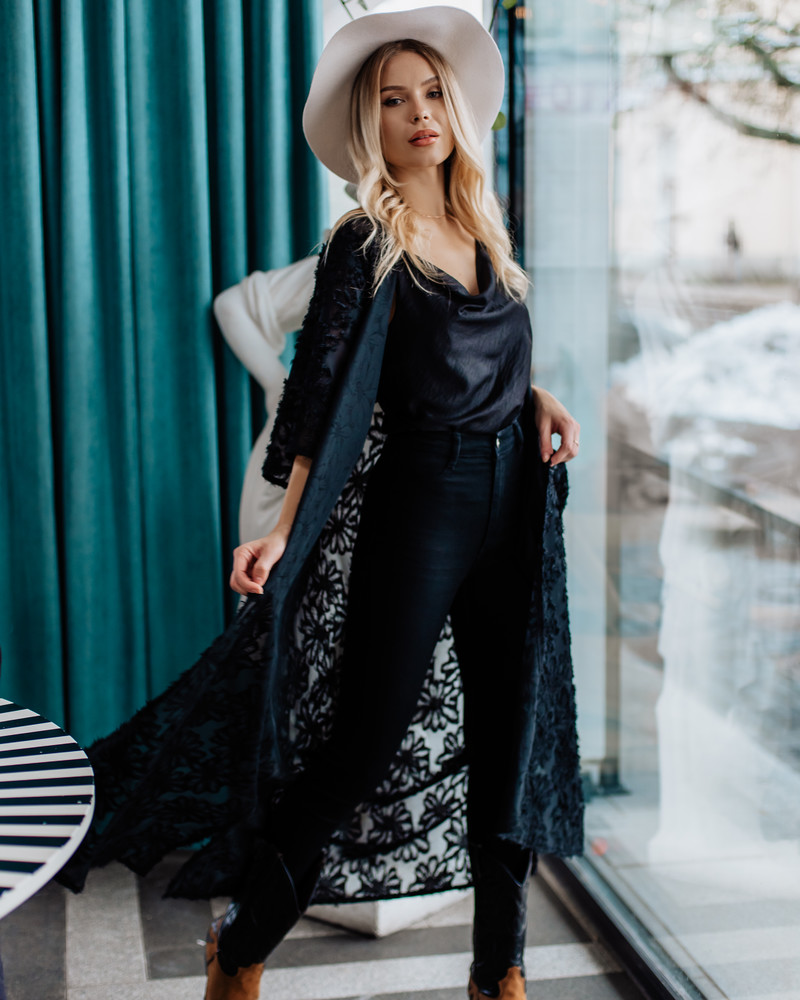 FLYAWAY KIMONO BLACK