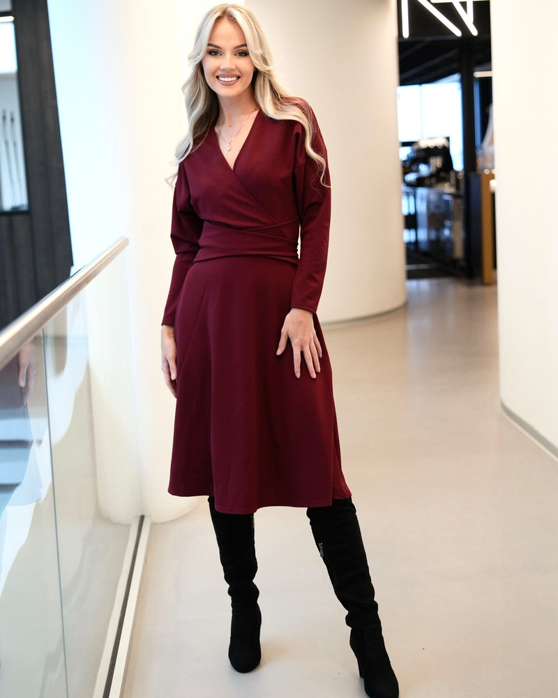 MIDI DRESS TIMELESS BORDEAUX CREPE