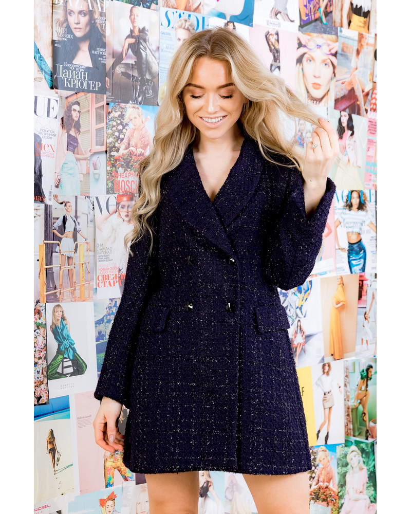 DARK BLUE SHINY COAT DRESS