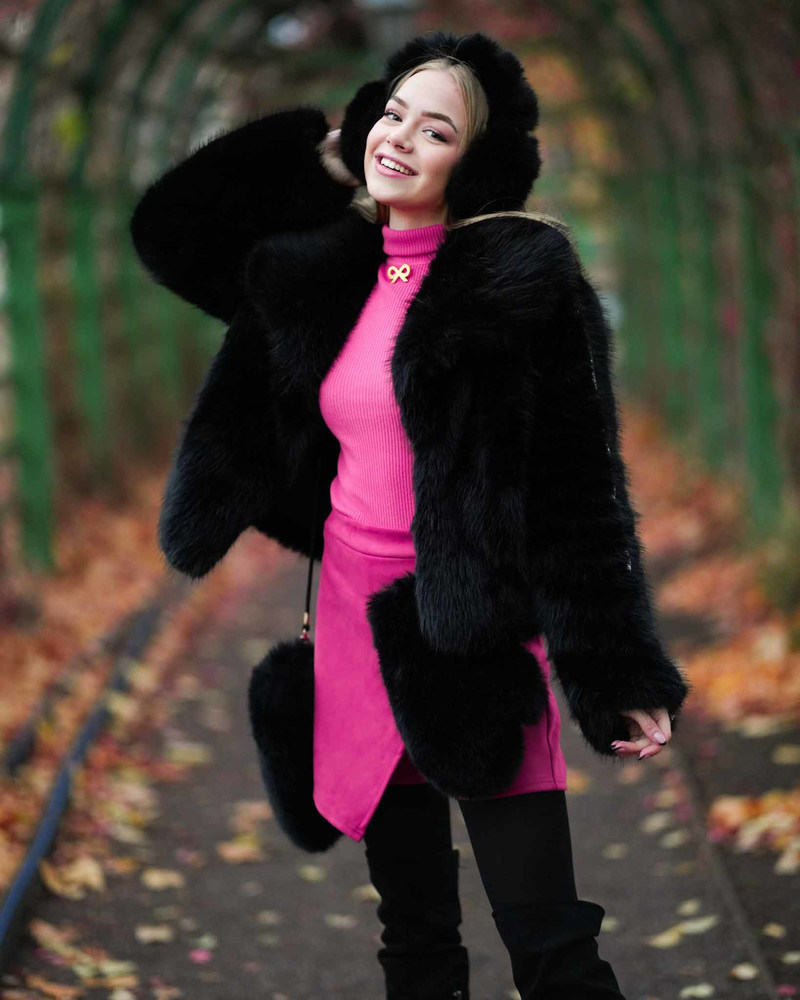 POLAR FUR COAT  BLACK