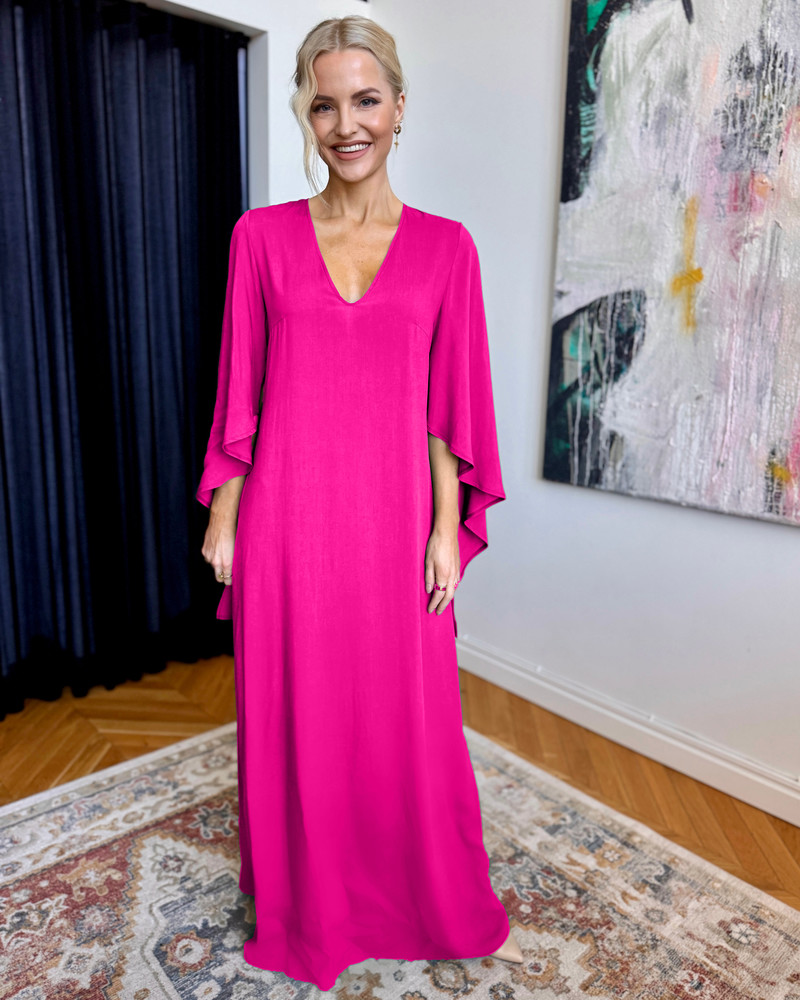 WATERFALL MAXI DRESS FUCHSIA