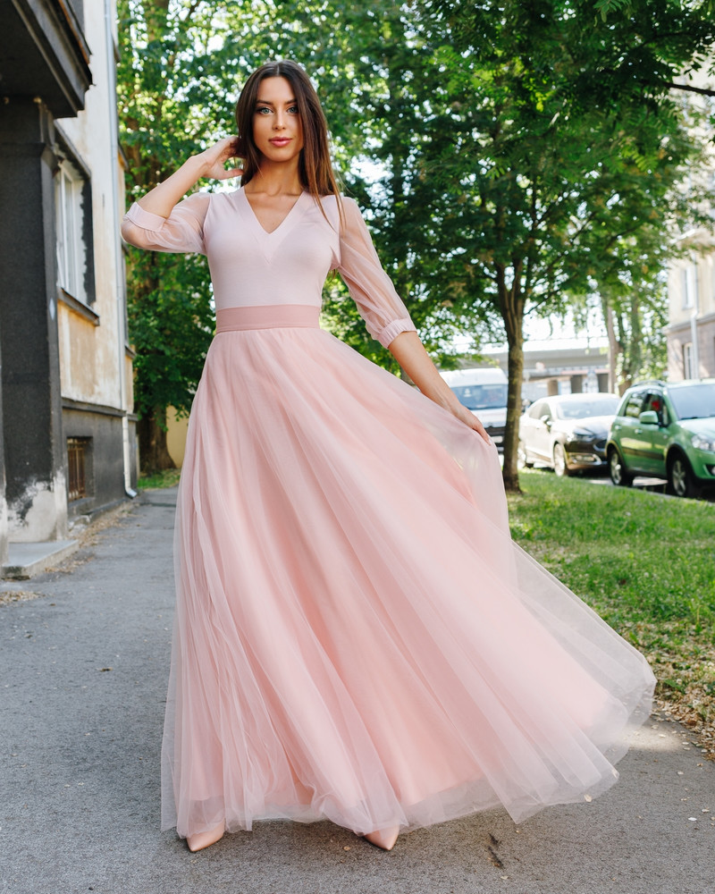MESH MAXI SKIRT PINK