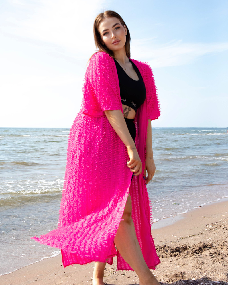 FRINGE FLYAWAY ONESIZE KIMONO FUCHSIA