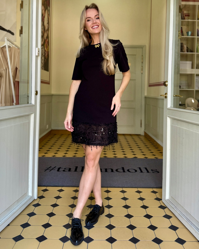 PURPOSE MINI DRESS FRINGE BLACK