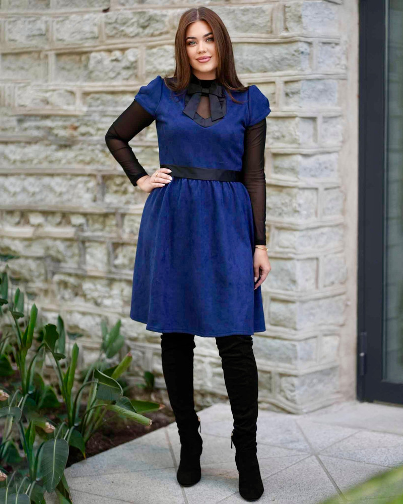 DOLLABLE DRESS SUEDE NAVY BLUE