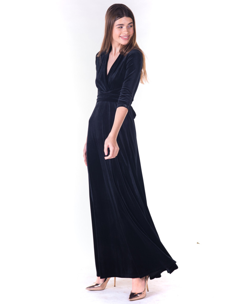 ELEGANT VELVET MAXI DRESS BLACK