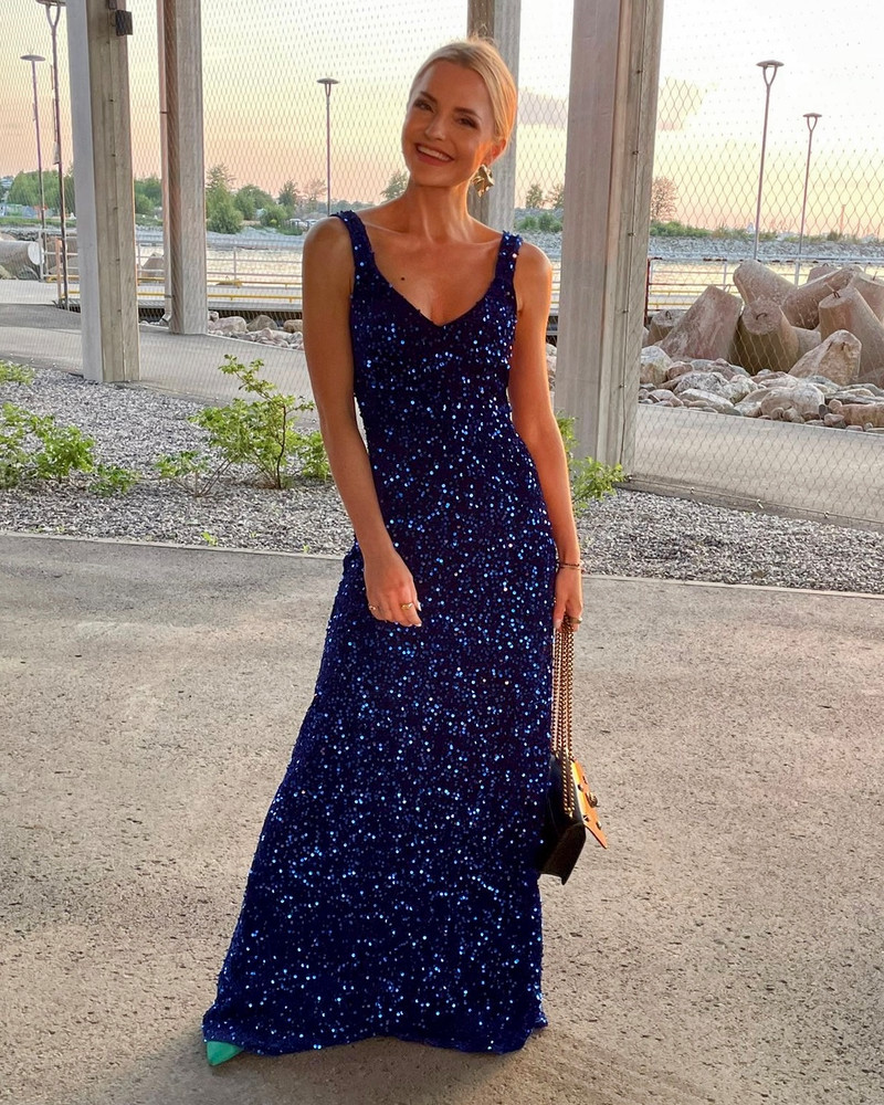 MAXI DRESS SEQUIN ELECTRIC BLUE