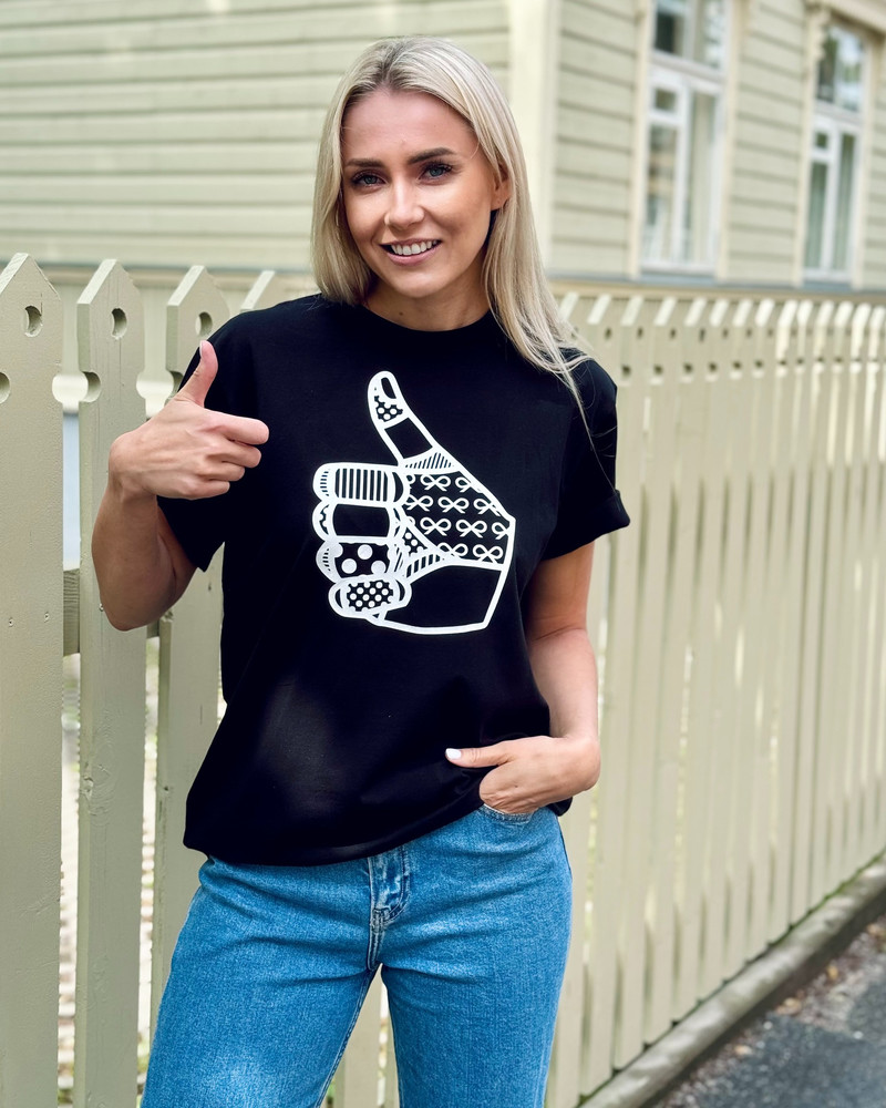 THUMBS UP UNISEX T-SHIRT BLACK