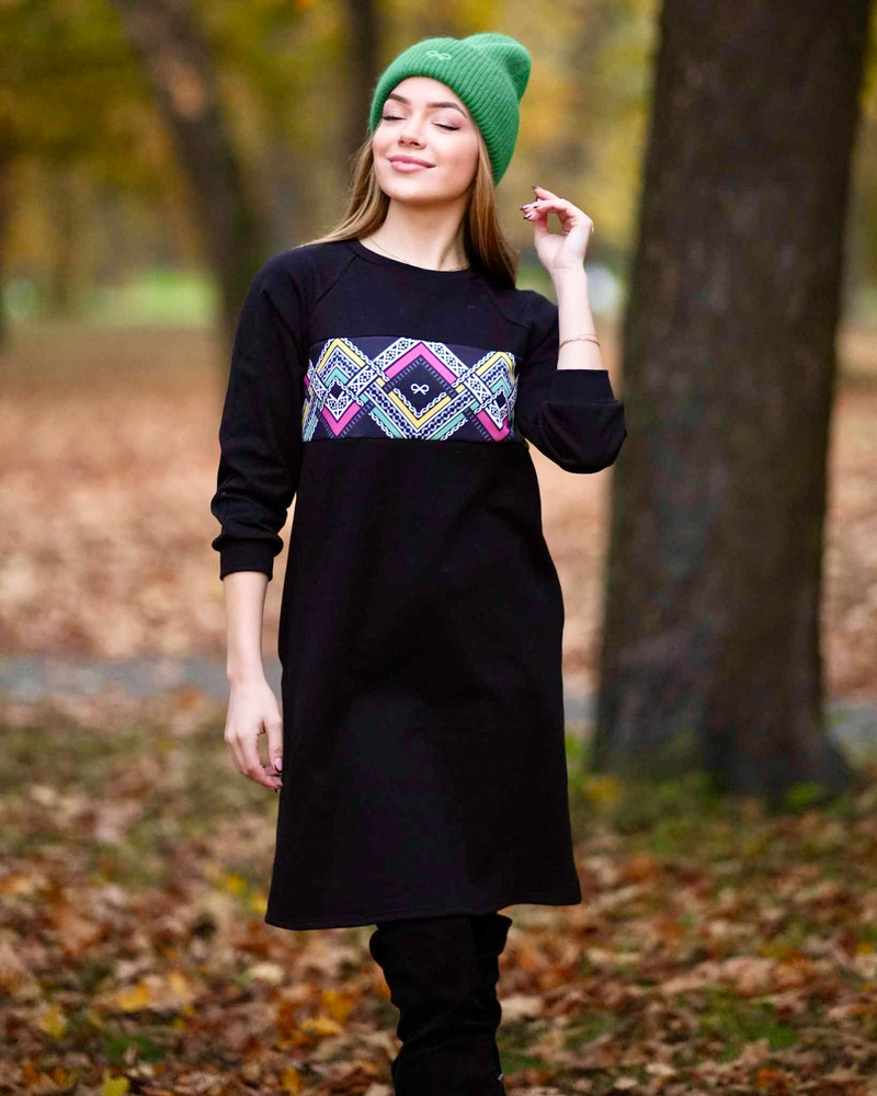 ETHNIC POCKET DRESS BLACK