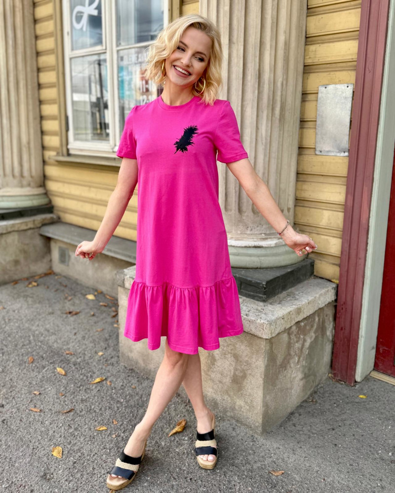 ANGEL FRILL DRESS FUCHSIA