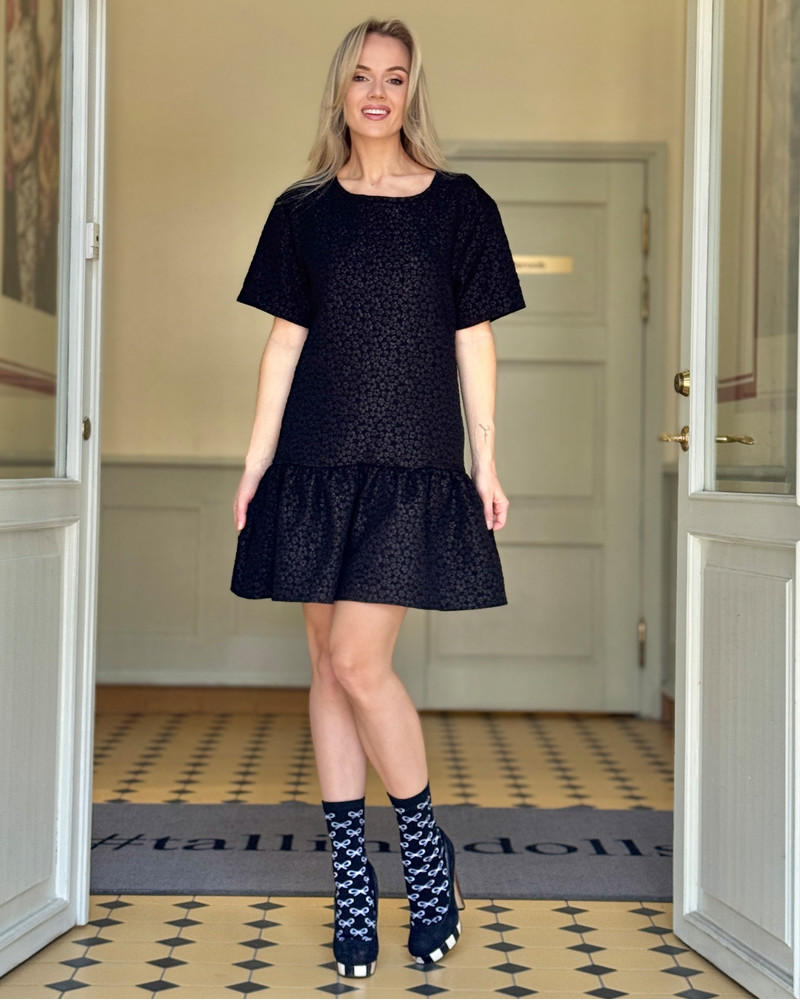 DRESS FRILL JACQUARD BLACK