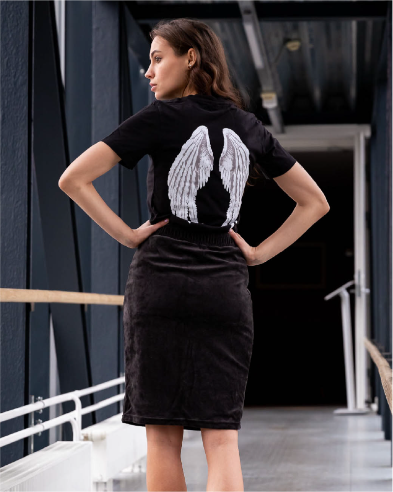 PENCIL SKIRT BLACK VELOUR