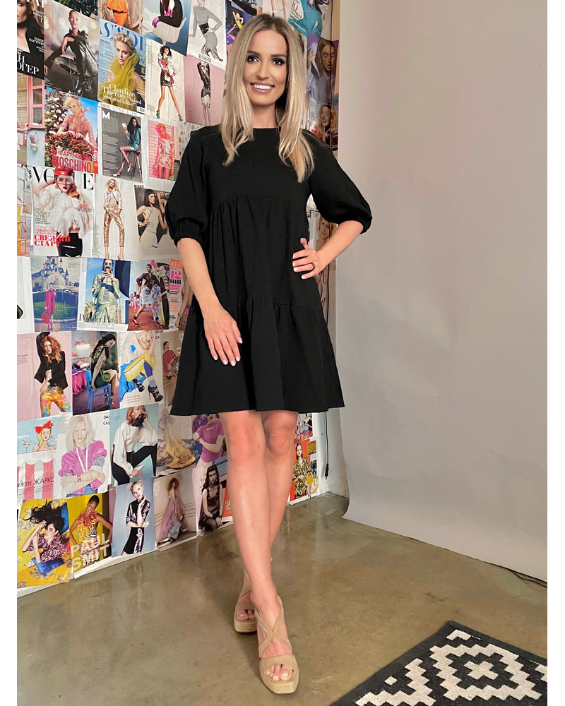 BOHO RUFFLE DRESS BLACK