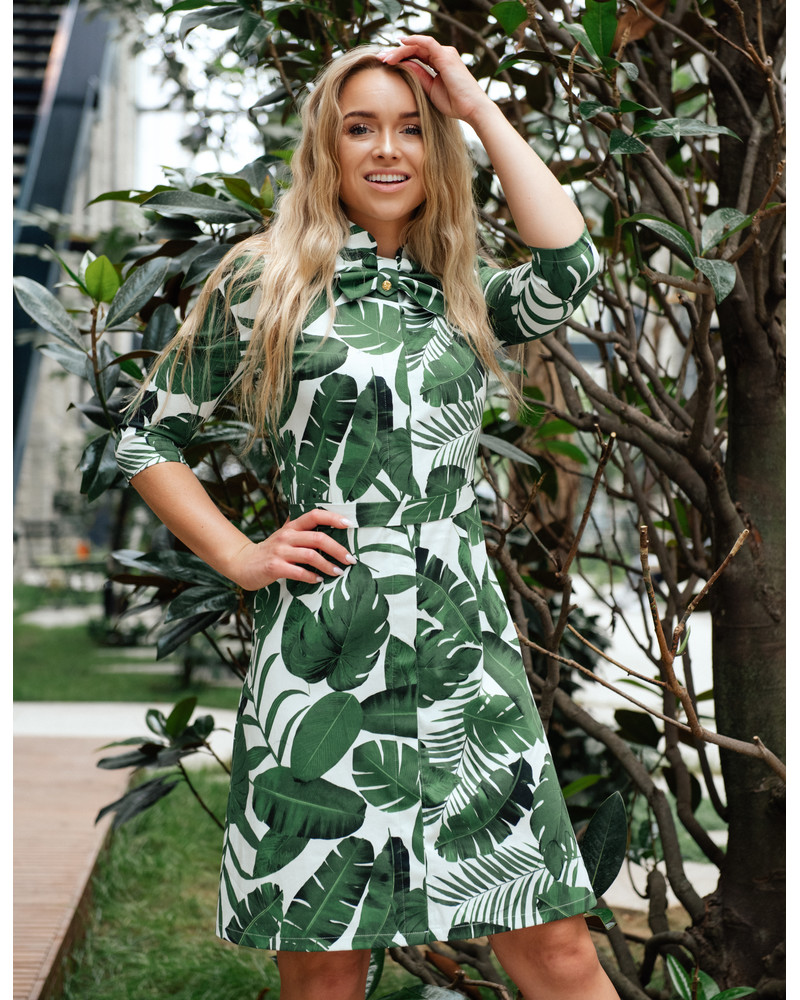 JUNGLE BOW  DRESS GREEN