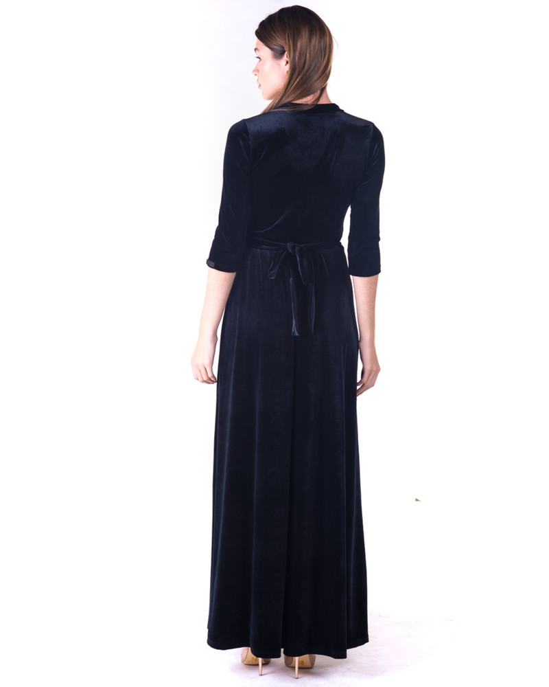 ELEGANT VELVET MAXI DRESS BLACK